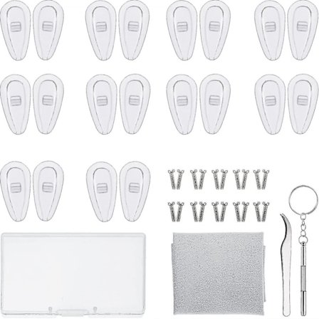 Briller Reparations Sæt 10 Par Luftkammer Næsepuder Silikon Med Skruer Pincet Og Rengøringsklud (13 Mm)