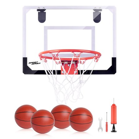 Mini Basketballkurv med 3 Baller, Pumpe, Breakaway-kurv, Basketballleke, Gaver til Barn og Voksne, Passer For