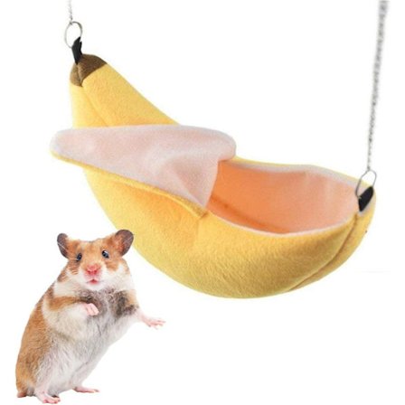 Banan Hamster Seng Hus Hængekøje Lille Dyr Varmer Seng Hus Bur Rede Hamster Tilbehør Velegnet til Flyveekorn Hamster Fugl Kæledyr (Banan)