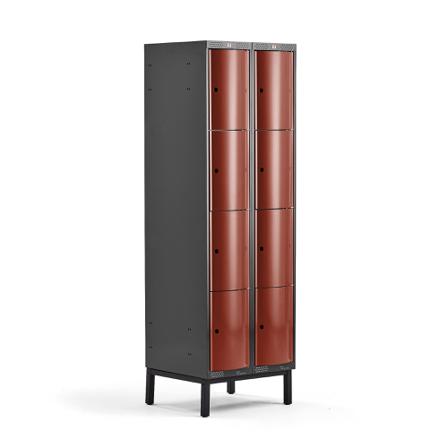 Kleiderspind CURVE mit Beingestell, 2 Module/4 Türen, 1940 x 600 x 550 mm, Herbstrot