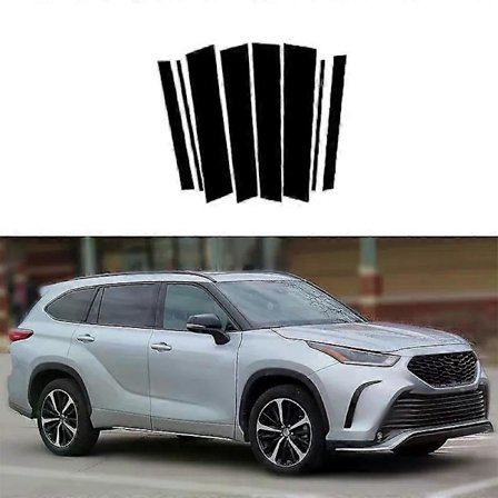 8 kpl kiiltävän mustia pylväspylväitä Toyota Highlander Klugerille 2020 2022 2022 Oven koristelista Ikkunatarra Suojus Sisustus