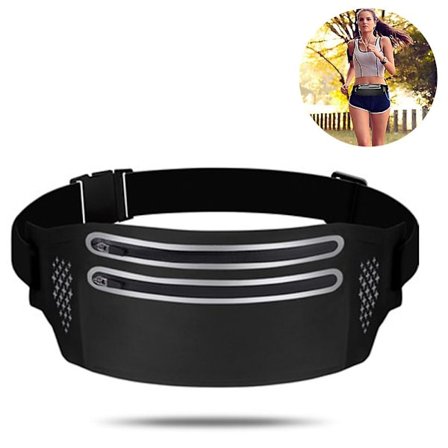 Ohut juoksuvyö, vyölaukut vyötärötasku laukku kahdella vetoketjulla