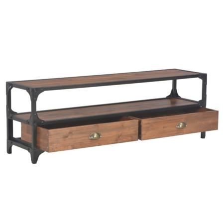 Vidaxl Tv-bänk Med 2 Lådor 120x30x40 Cm Massiv Furu Brun