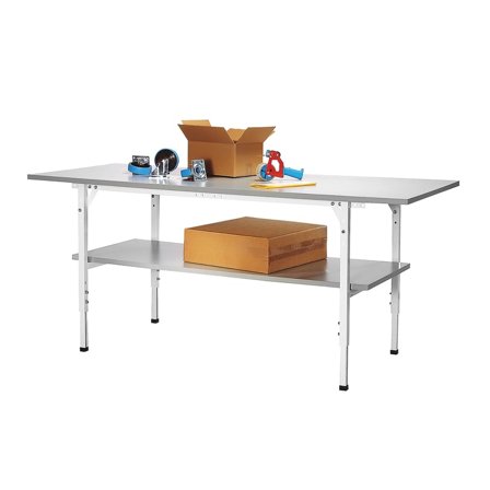 Arbetsbord, 2000x800 mm, med underhylla, grå laminatskiva