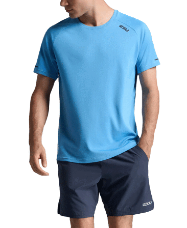 2XU Aero Tee M ́s Azure Blue / Black Reflective