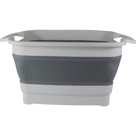8,5 liters hopfällbart handfat i polypropen/TPR - Längd 30,5 cm - Bredd 30 cm - Höjd 20 cm (utfälld) - 7 cm (ihopfälld) (Grå)