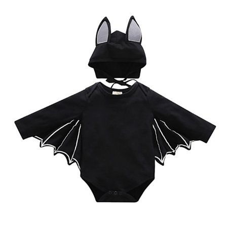 6 Måneder-4 År Børn Bat Kostume Romper Hat Cosplay Outfits-Sort