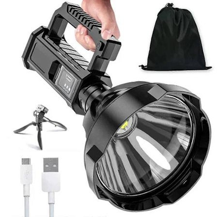 Lommelygte 200000 Lumen Genopladelig, 200000 Lumen Lommelygte, Stærkeste Lommelygte, Verdens Stærkeste Lommelygte, Lommelygte 200000 Lumen (Stor)