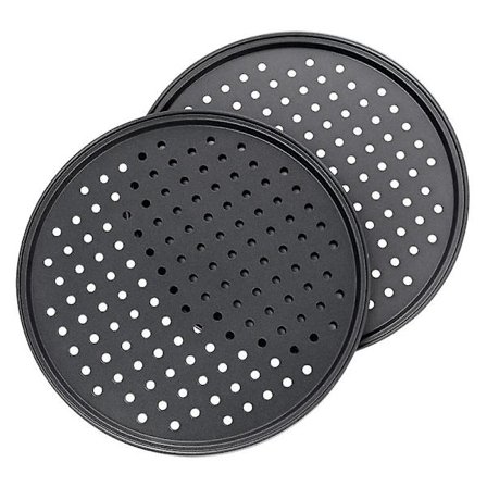 2 kpl 10 tuuman rei'itettyä pizza-pannua hiiliterästä, tarttumaton pinnoite, helppo puhdistaa