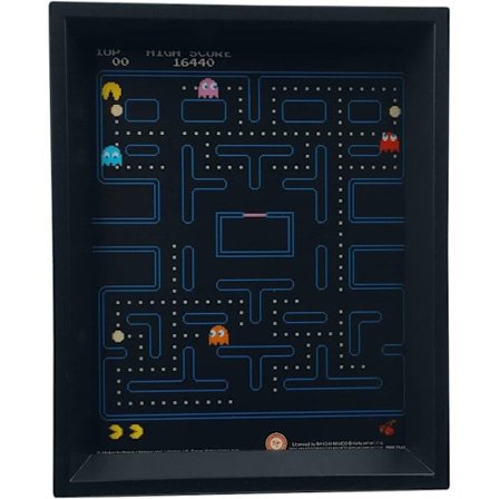 3D linsformad affisch - Pac-Man - Labyrint - Klar att hänga - Inga glasögon behövs - Nördkultur