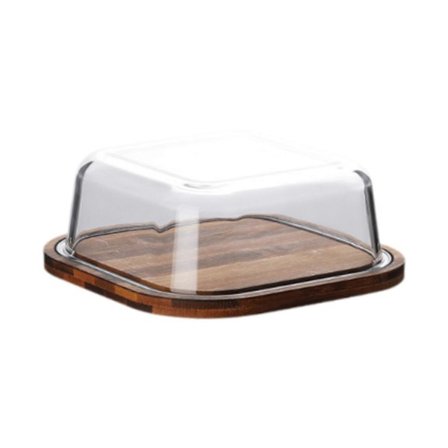 Smörask i glas med lock, robust och mångsidig för bänkskiva, konditori, kafé, 14,2 cm x 14,2 cm x 6,5 cm