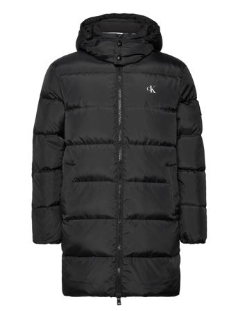 Ess Long Hooded Down Jacket Foret Jakke Sort Calvin Klein Jeans