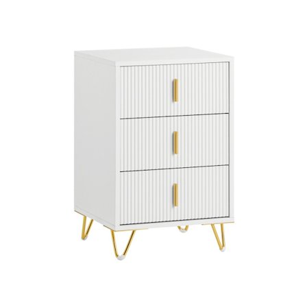 SoBuy Nattbord med 3 lådor i vit 40x40x63cm, modern FBT115-L-W