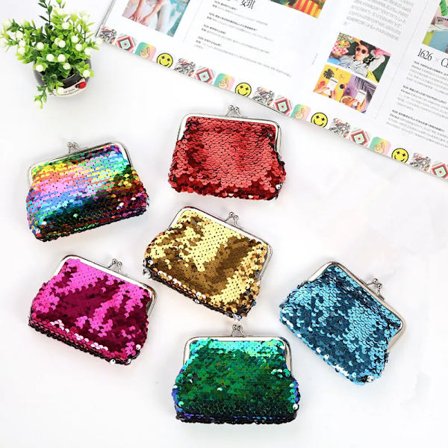 Fashion Sequins Mini Wallet Clutch Pouch Portable Women Coin Purses Handbags Card Holder Keys Earphone Bags Square