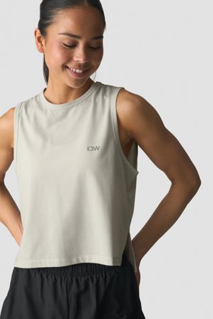 ICANIWILL - Mirage Cropped Singlet Light Beige - Damer - Træningstøj fra ICIW