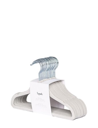 3 Sprouts | 3 Sprouts Velvet Hanger (Set Of 15), Gray | 29.85X0.64X20CM