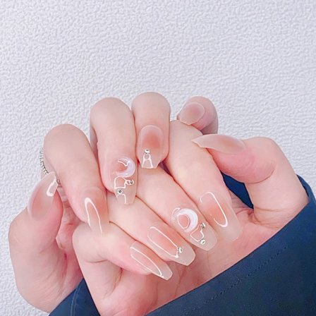 24 st/kartong Gentle Naken False Nail Gradation Diamond Fake Nail C C