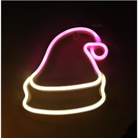 Jouluinen Kaunis Neon-kyltti Led Joulupukki Hattu Neon Valot Jouluaatto Koriste Valot Usb Virralla Makuuhuoneen Seinäkoristeet (ei Akkua)1kpl)