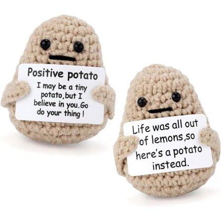 2 kpl Hauska positiivinen peruna Ihastuttava villapehmolelu positiivisella kortilla beige