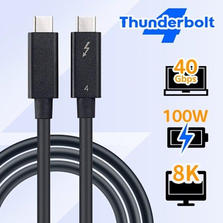 40 Gbps aktiv USB C Thunderbolt 4 kabel 2M med 100w laddning