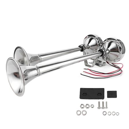 125db Dobbel Trompet 12V Liten Størrelse Rustfritt Stål Elektrisk Horn Marine Grade 380Hz Båt