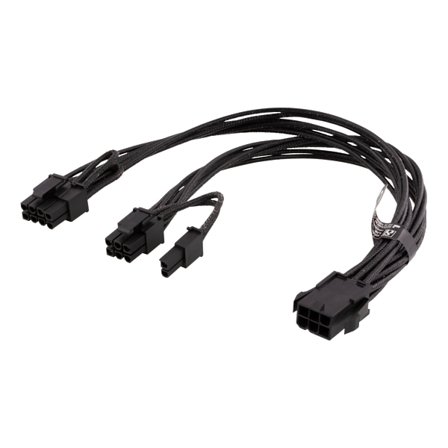 Internal PCIe power cable, 6-pin to 2x 8-pin, 0,3m, black