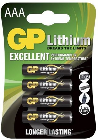 GP Batteries GP AAA-litiumbatteri 1.5V 24LF-2U4 4-pack