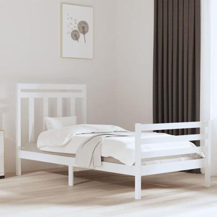 Vidaxl Sängram Vit Massivt Trä 100x200 Cm Vit