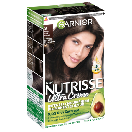 Garnier Nutrisse Permanent Nourishing Hair Color Nivå 3 Hårfärg Dam Svart ONESIZE