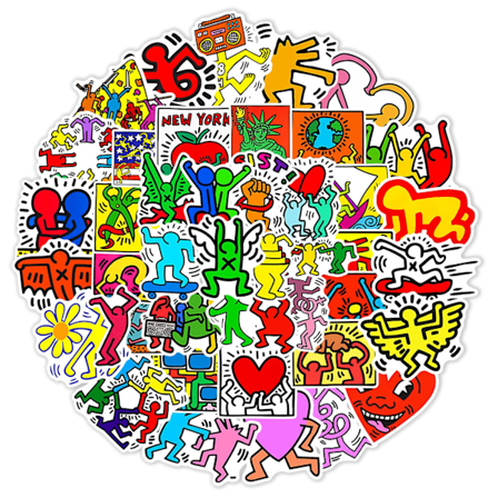 Street Graffiti Visuelle Kunst Vinyl Stickers Til Keith Haring 50 Stk Vandtætte Stickers Til Hydroflasks Computer Tablet Bærbar Cykel Bil Vandflaske 