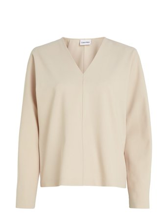 Calvin Klein | Structure Twill V Neck Ls Top | 34