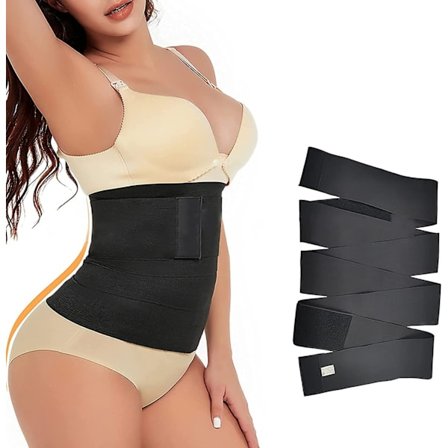 Bandage Wrap Lumbar Waist Support Belt, Compression Lower Back Brace, Tummy Control Waist Trimmer
