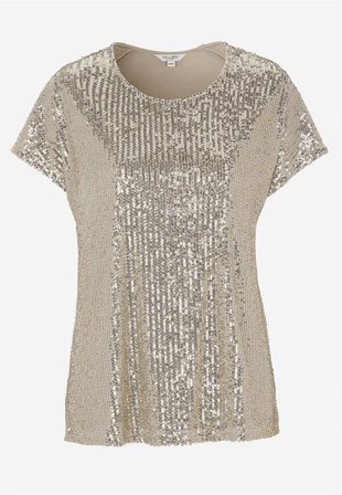 Cellbes of Sweden - Luksuriøs paillet top i sølv til damer i størrelse 62/64