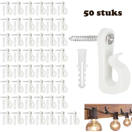 ING Julelysklemmer 50 Stykker Med Skruemontering Skruekroge Lampekroge Skruekroge til Ophæng Skruekrog til Ophængning af Belysning LED Hvid