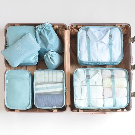 8st Utomhusbagage Kläder Förvaringsväska Set Organizer Blue 8pcs