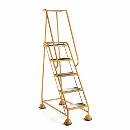 Mobile steps, anti-slip, 5 treads, H 1270 mm, yellow