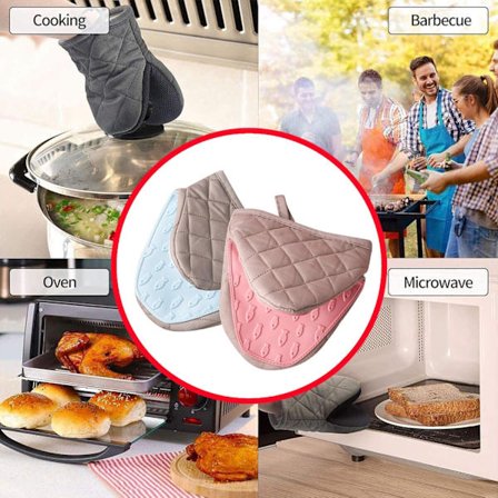 *2 Mini Värmebeständiga Silikon Ugnsvantar Halkfria med Hängande L*