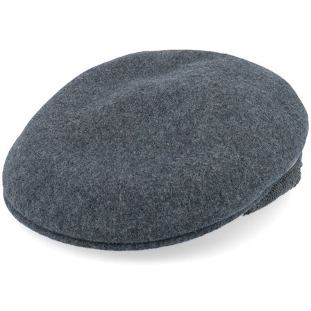 Kangol - Grå earflap Caps - Wool 504 Earlap Dark Flannel Flat Cap @ Hatstore