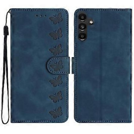 Til Samsung Galaxy A35 5G Etui PU Læder Wallet Stand Sommerfugl Præget Telefon Cover (Style C)