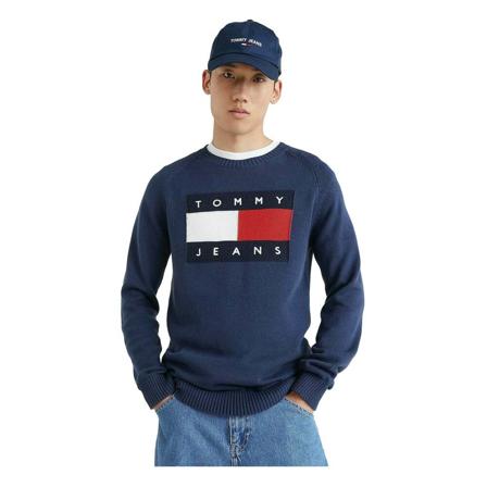 Tommy Hilfiger Round-neck Knitwear , Blauw , Heren , Maat: L Truien & Vesten
