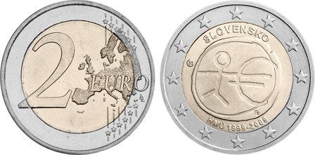 Slovakiet 2009 - 10 år for Den Økonomiske og Monetære Union - 2 euro mønt