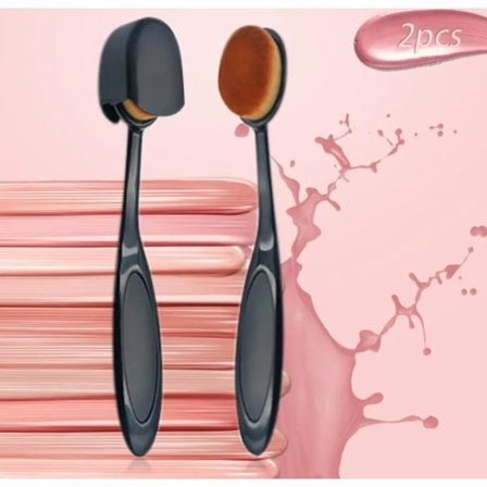 2-delad Grön Professionell Sminkborste Set - Foundation, Puder, Ögonskugga Blanding