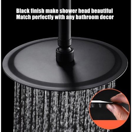 Ultra tynn regndusjhode, fastmontert regndusjfoss, 8 tommers svart rustfritt stål rund dusjhode