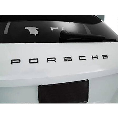 Blank Porsche-skrift bakluke-emblem i blank svart for 911 Carrera Cayenne Turbo Gt3