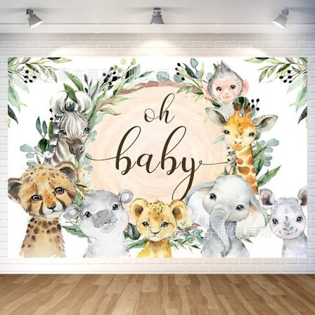 Safari-djur Baby Shower Bakgrund Oh Baby Fotografi Bakgrund