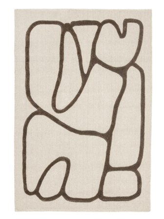 Aura 200X300 Elfenbeinweiß/Braun Wollteppich