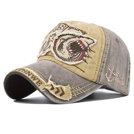 Shark Color Block Vintage vasket bomuld baseballkasket