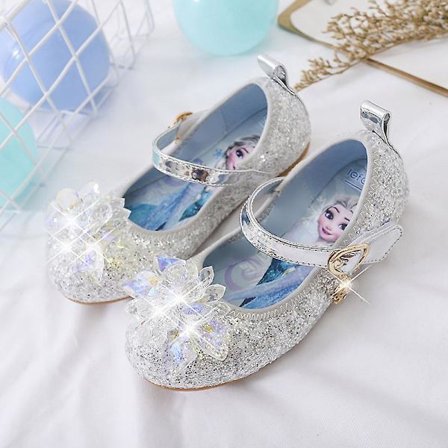 Frysta Elsa Princess Sandaler med Anti-Slip Kristaller i Silver[ZHE]