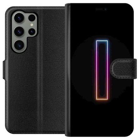 Kompatibel Tegnebogsetui til Samsung Samsung Galaxy S23 Ultra Minimalistisk neonbogstav I i regnbuefarver mod mørk baggrund