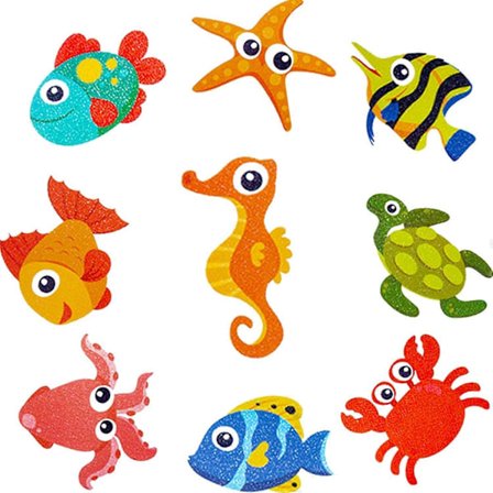 9 stk. Sklisikre klistremerker for bad, Sklisikre badekar-klistremerker, Sklisikre klistremerker for barn, for badekar og dusj, Vanntett, Slitesterk (